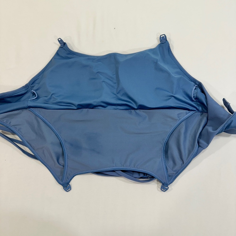 Sweat & Milk Strappy Nursing Sports Bra Womens Size M Blue Ribbed | Athleisure - Picture 5 of 9